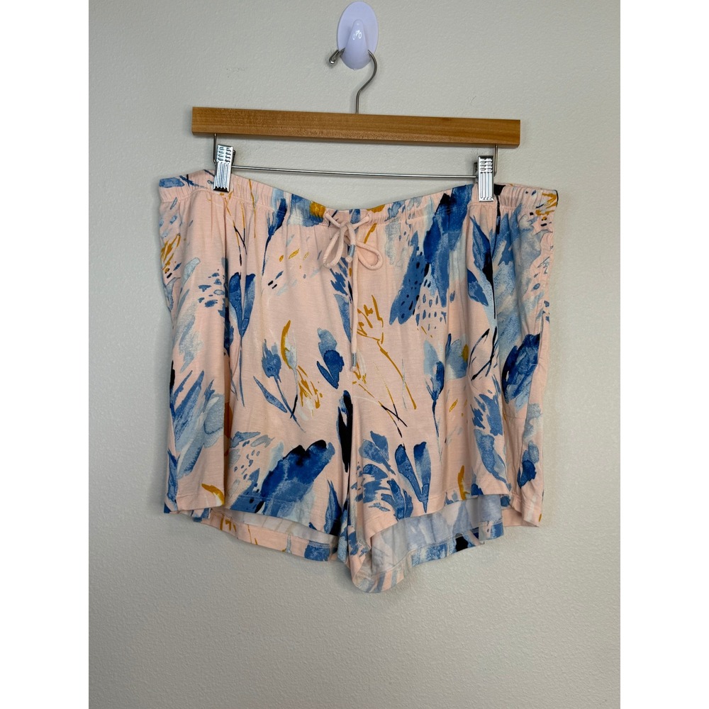 Soma Cool Nights Pajama Set XL Pink Blue Floral Short Sleeve Shirt Shorts 2pc - Picture 4 of 6